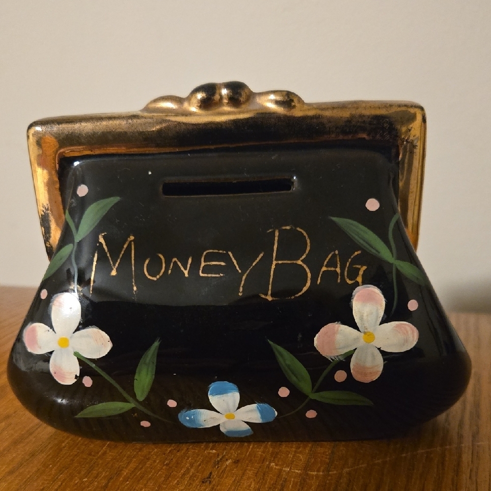 Black and Gold Money Bag Coin Bank